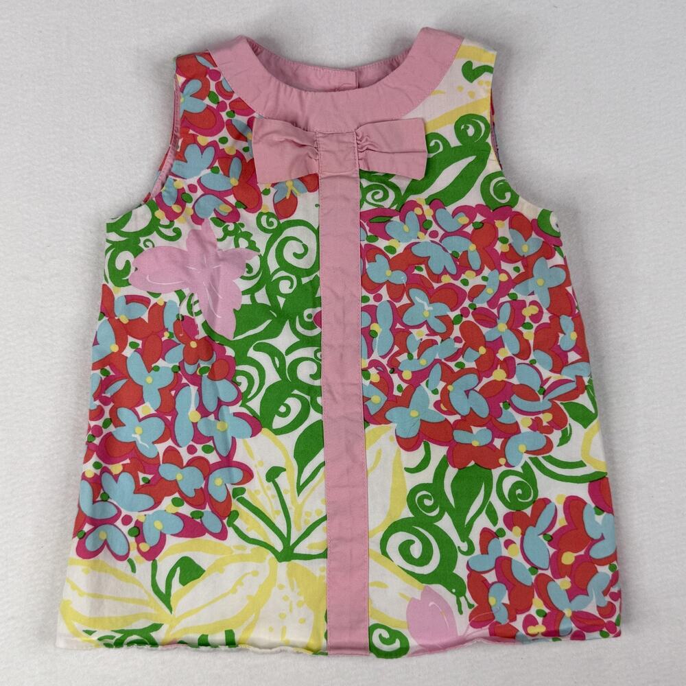 Lilly Pulitzer Dress Girls 12-18M Multicolor Floral Shift Bow Party Summer